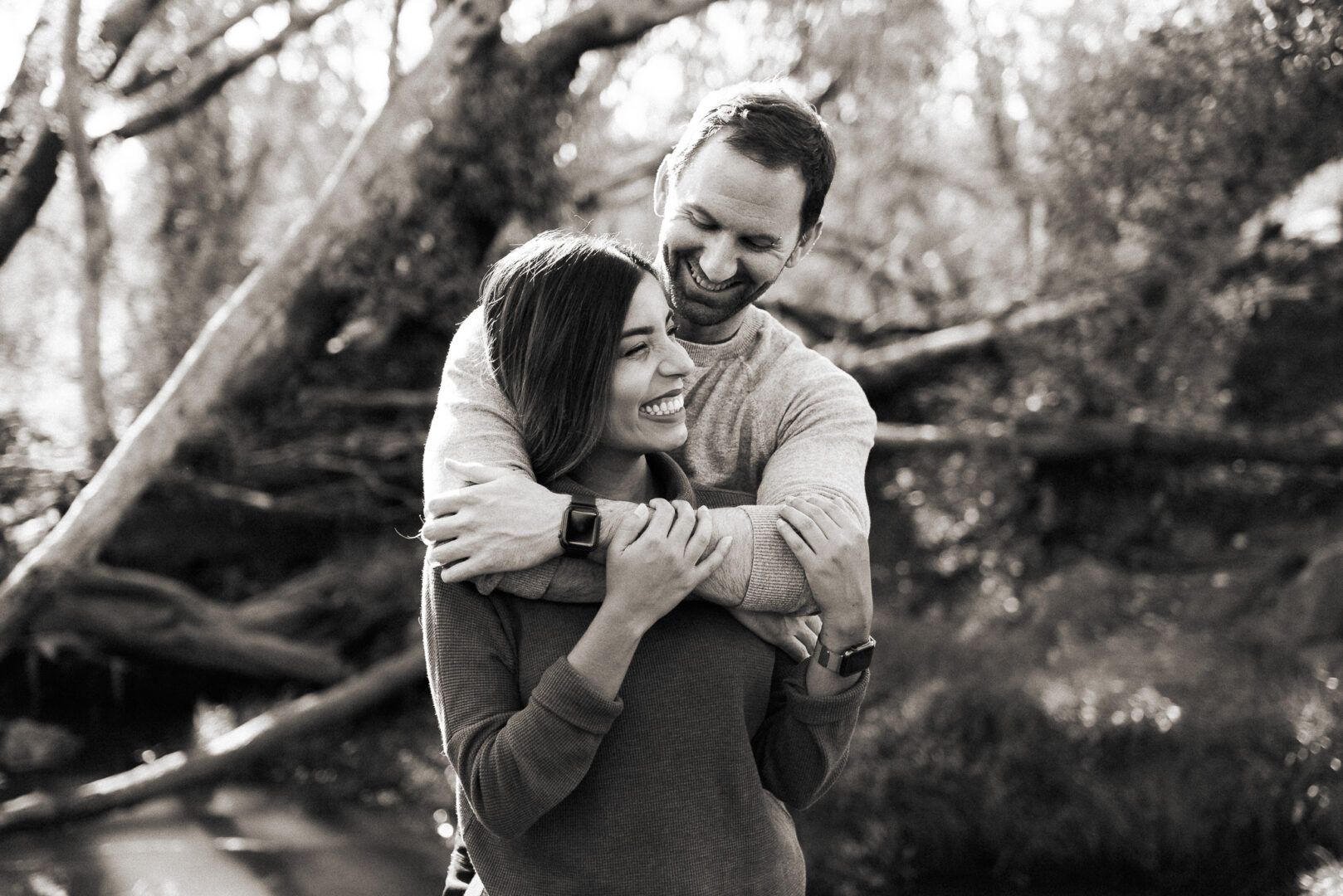 Two lovers laugh together